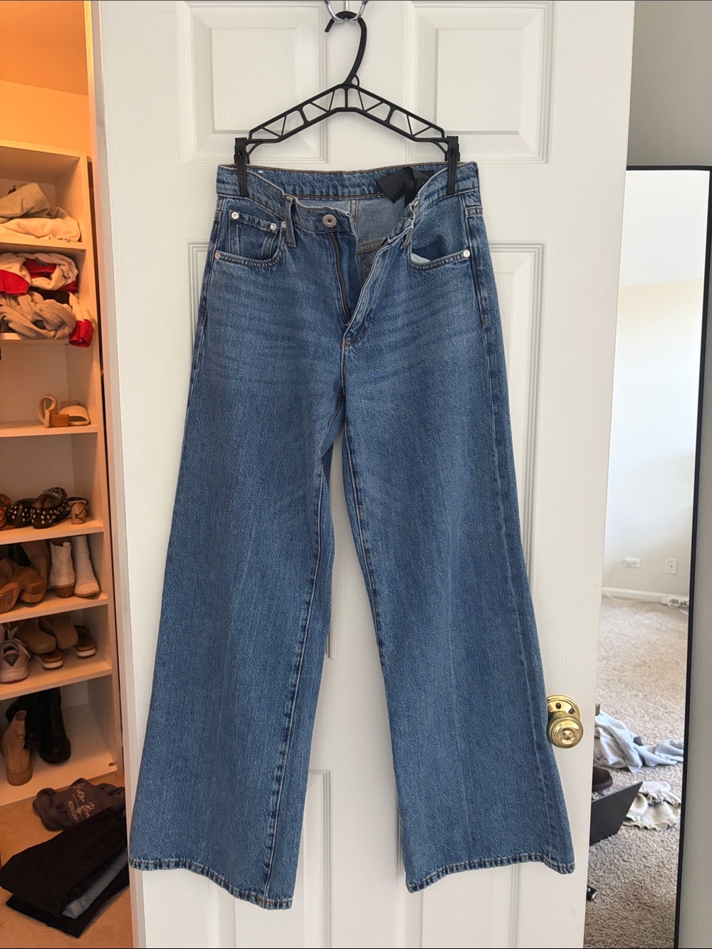 ZARA Low Ride Wide Leg Blue Women's Jeans